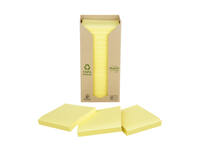 Memoblok Post-it 654 76x76mm recycled pastel geel 16 stuks