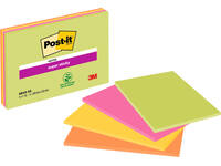 Memoblok Post-it 6845 Super Sticky 203x152mm assorti 4 stuks