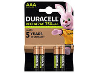 Batterij oplaadbaar Duracell 4x AAA 750mAh Plus