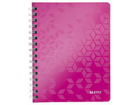 Notitieboek Leitz WOW A5 spiraal 160 pagina's lijn roze