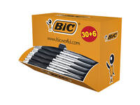 Balpen Bic Atlantis classic grip clic M zwart valuepack 30+6 gratis