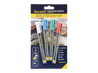 Krijtstift Securit SMA-100 rond 1-2mm wit/blauw/groen/rood blister à 4 stuks