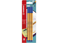 Fineliner STABILO point 88 fijn blauw blister à 3 stuks