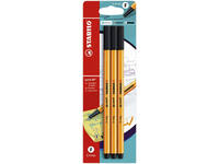 Fineliner STABILO point 88 fijn zwart blister à 3 stuks
