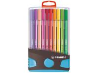 Viltstift  STABILO Pen 68/20 ColorParade in antr/turq etui M ass 20st