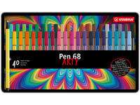 Viltstift STABILO Pen 68/40 Arty medium assorti blik à 40 stuks