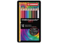 Kleurpotloden STABILO 1612 aquacolor assorti blik à 12 stuks
