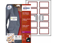 Naambadge etiket Avery L4786-20 80x50mm rood kader 200 stuks