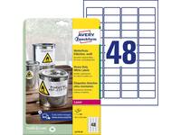 Etiket Avery L4778-20 45.7x21.2mm polyester wit 960 stuks
