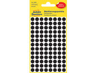 Etiket Avery 3009 rond 8mm zwart 416 stuks