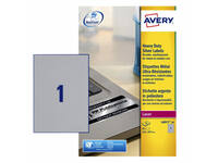 Etiket Avery L6013-20 210x297mm zilver 20 stuks