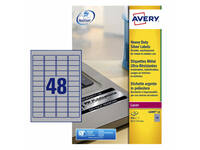 Etiket Avery L6009-20 45.7x21.2mm zilver 960 stuks