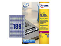 Etiket Avery L6008-20 25.4x10mm zilver 3780 stuks
