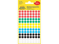 Etiket Avery 3090 rond 8mm assorti 416 stuks