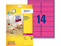 Etiket Avery L7263Y-100 99.1x38.1mm neon geel 1400 stuks
