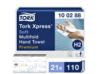 Handdoek Tork H2 Xpress Premium multifold 2-laags 212x340mm 21x110 vel wit 100288