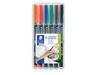 Viltstift Staedtler Lumocolor 313 permanent S set à 6 stuks assorti