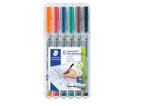 Viltstift Staedtler Lumocolor 315 non permanent medium assorti 6 stuks