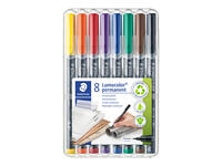 Viltstift Staedtler Lumocolor 313 permanent S set à 8 stuks assorti
