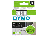 Labeltape Dymo LabelManager D1 polyester 12mm zwart op transparant