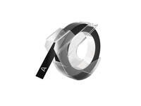Reliëftape Dymo embossing plastic 9mm wit op zwart