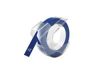 Reliëftape Dymo embossing vinyl 9mm wit op blauw