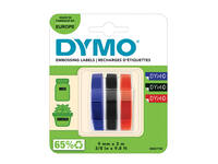 Reliëftape Dymo embossing vinyl 9mm assorti 3 stuks