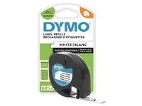 Labeltape Dymo LetraTag plastic 12mm zwart op wit