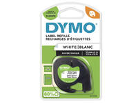 Labeltape Dymo LetraTag papier 12mm zwart op wit