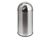 Afvalbak Pushcan met pushdeksel 40liter zilver
