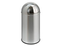 Afvalbak Pushcan met pushdeksel 40liter mat RVS