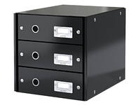Ladenkast Leitz Click & Store WOW 3 laden gerecycled karton zwart