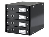 Ladenkast Leitz WOW Click & Store 4 laden gerecycled karton zwart