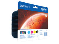 Inktcartridge Brother LC-1100HYVALBP zwart + 3 kleuren