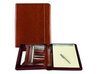 Schrijfmap Brepols Palermo luxe A4 met rits incl schrijfblok bruin