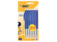 Balpen Bic M10 medium blauw blister à 10+4 gratis
