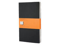 Schrift Moleskine 130x210mm lijn 160 pagina's 70gr zwart set à 3 stuks