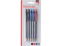 Balpen Quantore grip drukknop assorti 5 stuks