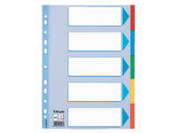 Tabbladen Esselte Standaard A4 5-delig karton 11-rings met voorblad assorti