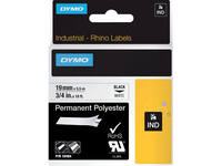 Labeltape Dymo Rhino industrieel polyester 19mm zwart op wit