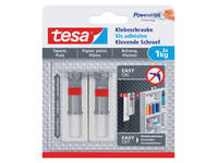 Klevende schroef tesa® behang en pleisterwerk 1kg verstelbaar wit 2 stuks
