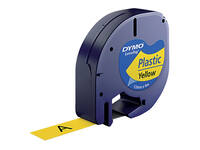 Labeltape Dymo LetraTag plastic 12mm zwart op geel