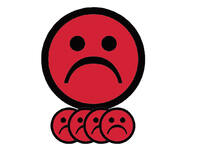 Magneet smiley 50mm emotie bedroefd rood 5 stuks