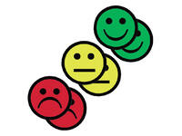 Magneet smiley 50mm 2x geel 2x groen 2x rood