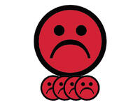 Magneet smiley 25mm emotie bedroefd rood 5 stuks