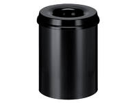 Papierbak met vlamdover Vepabins 15liter 26cm zwart