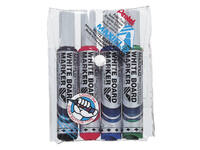 Whiteboardmarker Pentel MWL5M Maxiflo rond 3mm assorti set à 4 stuks
