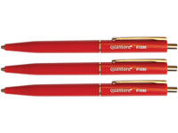 Balpen Quantore drukknop met metalen clip rood medium
