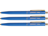 Balpen Quantore drukknop met metalen clip blauw medium