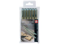 Fineliner Sakura Pigma Micron set à 6 schrijfbreedtes zwart